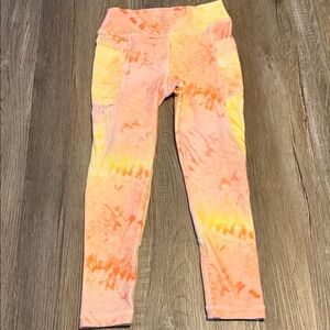 Scorpio Sol Peach, Yellow & Orange Tie-Dye Kids Leggings